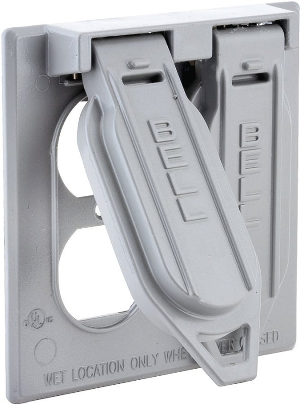 Hubbell 5148-0 Cover, 1-13/32 in Dia, 4-17/32 in W, 2-Gang, Aluminum, Gray, Powder-Coated