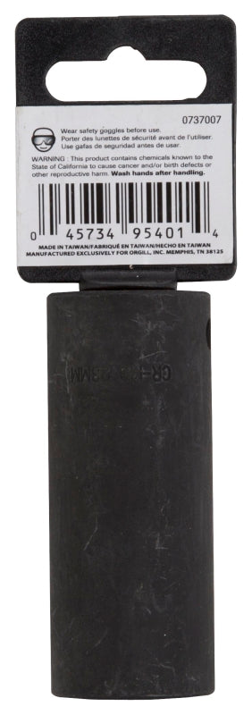 Vulcan MT6580221 Deep Impact Socket, 23 mm Socket, 1/2 in Drive, Deep Drive, 6-Point, Chrome Molybdenum Steel