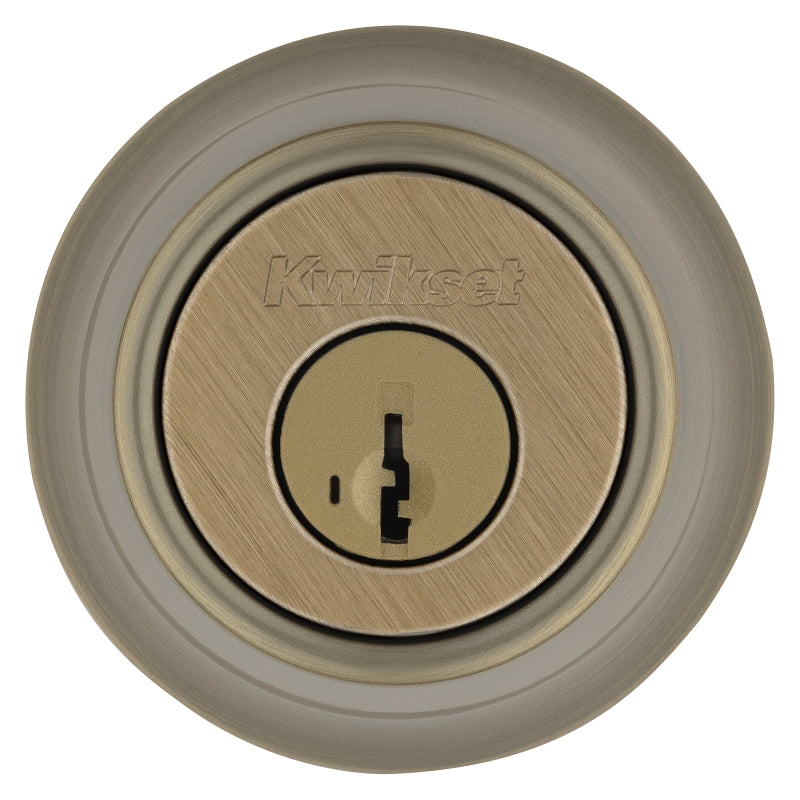 Kwikset 660 5 RCAL RCS Deadbolt, Different Key, Steel, Antique Brass, 2-3/8, 2-3/4 in Backset, KW1, K3, SMT Keyway