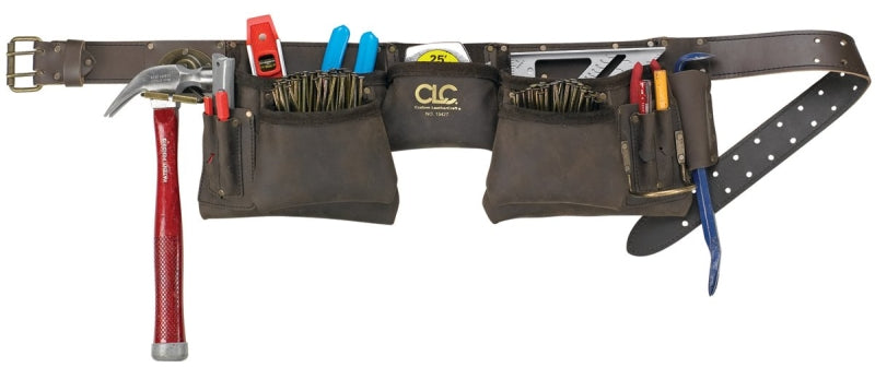 CLC 19427 Construction Work Apron, 29 to 46 in Waist, Leather, Brown, 12-Pocket