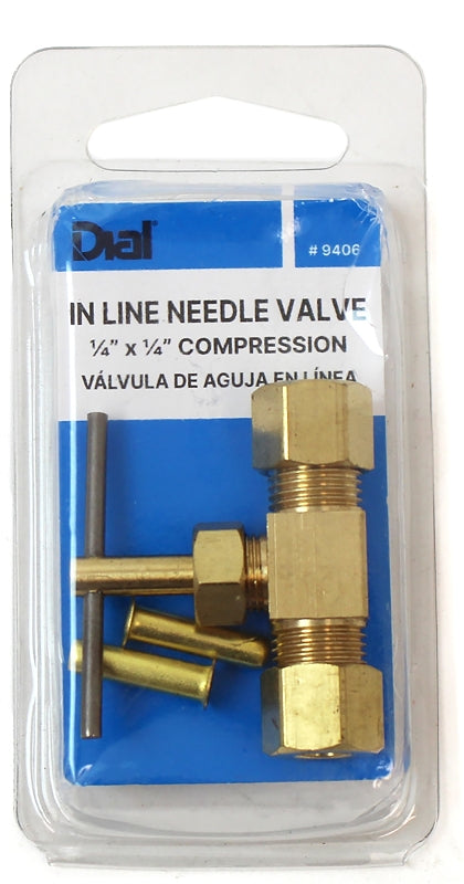 Dial 9406 Compression Needle Valve, Straight, Brass, For: Evaporative Cooler Purge Systems