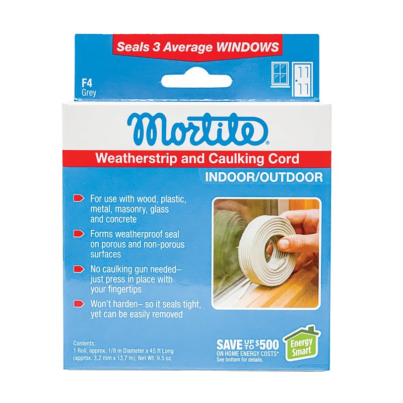 Frost King Mortite F4 Caulking Cord, 45 ft L, Gray