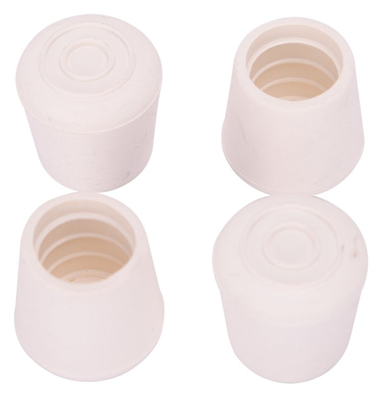 ProSource FE-50644-B Furniture Leg Tip, Round, Rubber, White, 7/8 in Dia, 1.4 in H, Pack of 16