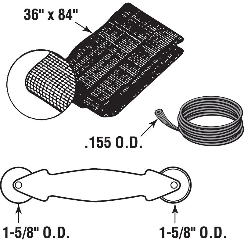 Make-2-Fit P 7515 Screen Door Repair Kit, 36 in W Dimensions, Fiberglass, Charcoal, 3-Piece