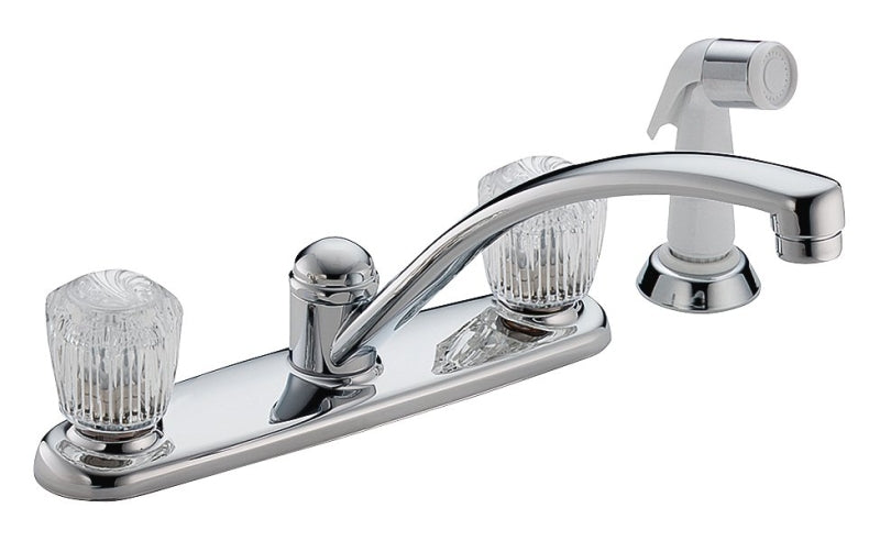 Delta Classic Series 2402LF Kitchen Faucet with Side Sprayer, 1.8 gpm, 2-Faucet Handle, Brass, Chrome Plated