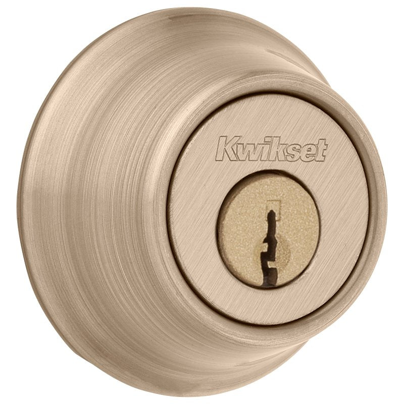 Kwikset Signature Series 780 Series 665 5 RCAL RCS/5303 Deadbolt, 3 Grade, Keyed Key, Zinc, Antique Brass, KW1 Keyway