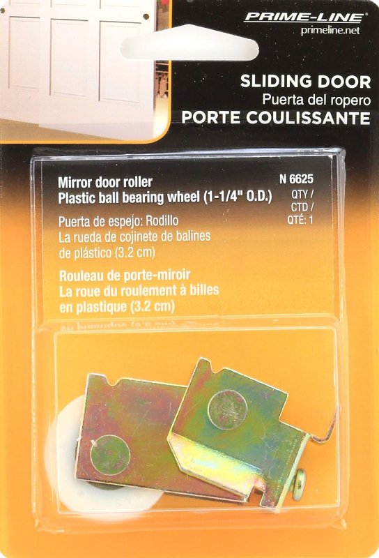 Prime-Line N 6625 Door Roller, 1-1/4 in Dia Roller, 5/16 in W Roller, Steel, Bottom Mounting