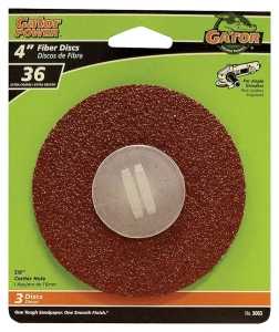 Gator 3063 Fiber Disc, 4 in Dia, 36 Grit, Extra Coarse, Aluminum Oxide Abrasive, Fiber Backing, 3/PK