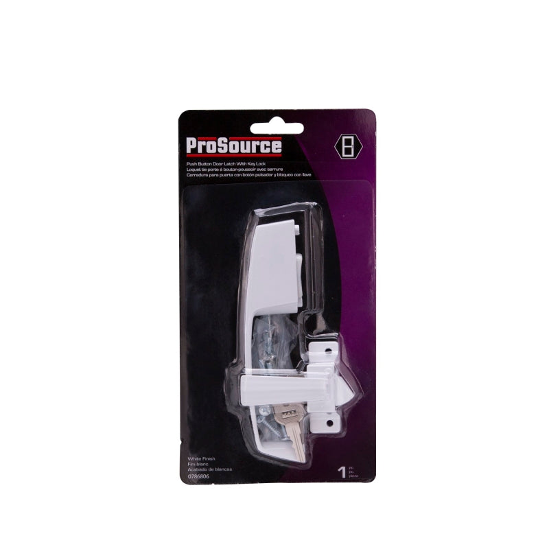 ProSource 47015-UKW-PS Pushbutton Latch, Zinc, White, 5/8 to 1-1/2 in Thick Door, 5/8 in Backset