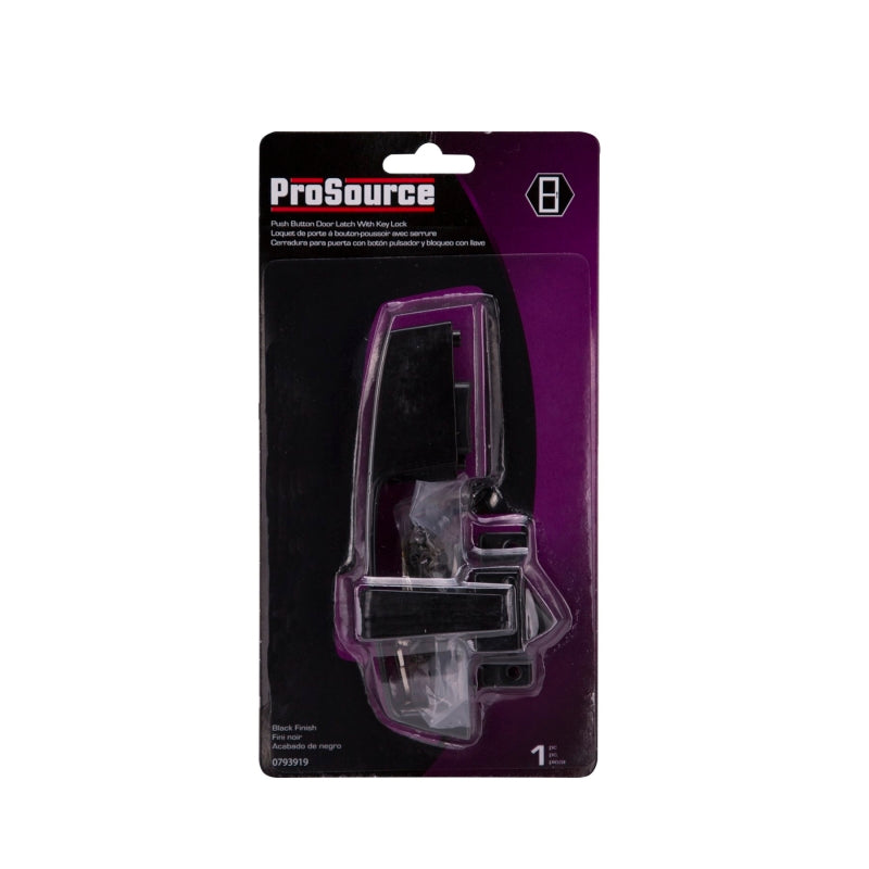 ProSource 47020-UK-PS Pushbutton Latch, Zinc, Black, 5/8 to 1-1/2 in Thick Door, 5/8 in Backset