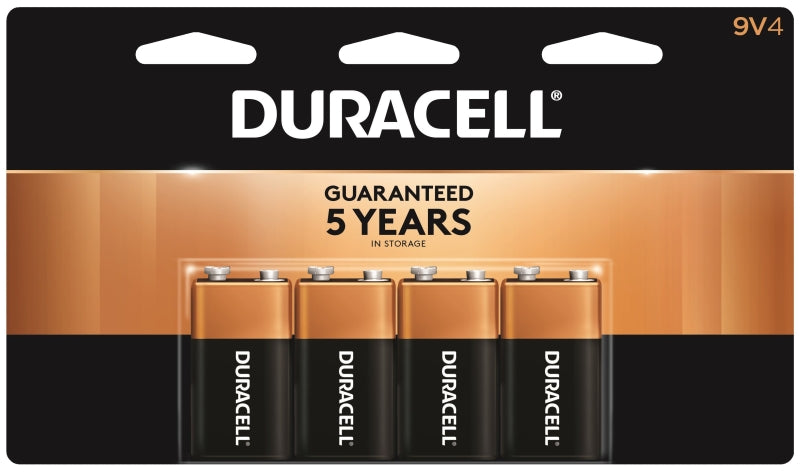 Duracell 41333935645 Battery, 9 V Battery, Alkaline, Manganese Dioxide, 4/PK