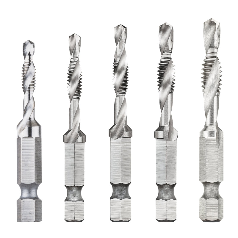 DEWALT IMPACT READY DWADTQTR5SET 5-Piece Drill Tap Set, UNC, UNF Thread, 2-Flute, Spiral Flute, HSS