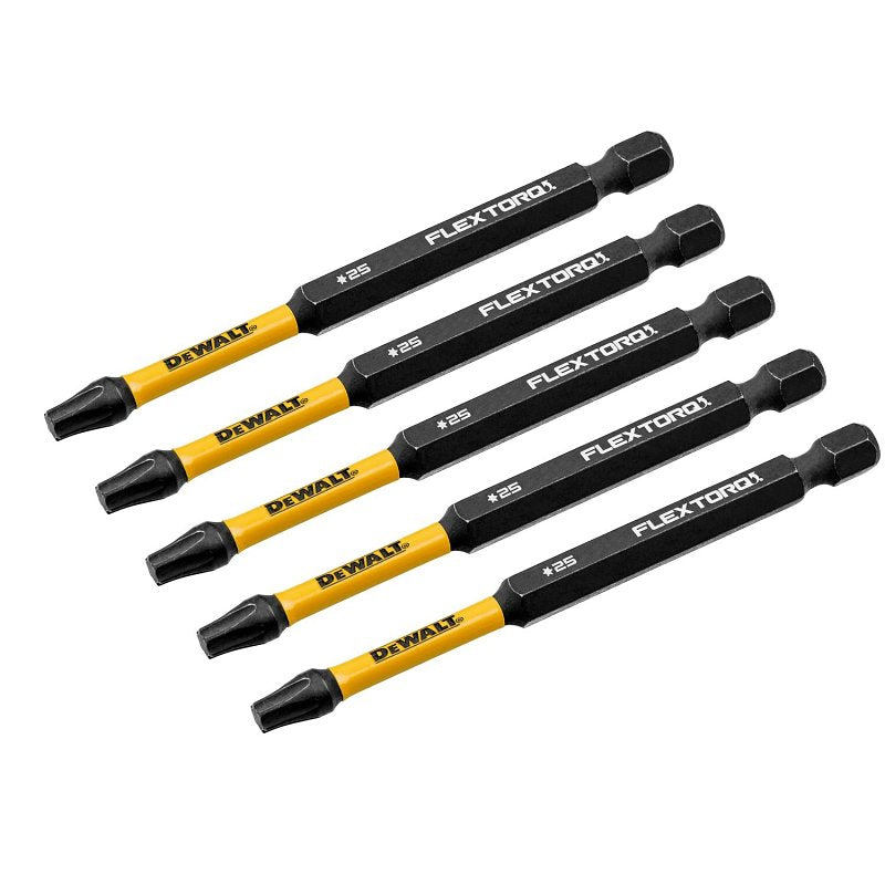 DEWALT FLEXTORQ DWAF3TX25IR5 Impact Screwdriving Bit, T25 Drive, Torx Drive, 1/4 in Shank, Hex Shank, 3-1/2 in L