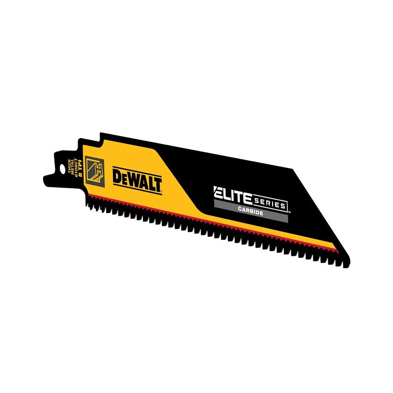 DEWALT ELITE SERIES DWAR6108CT-1 Reciprocating Saw Blade, 1 in W, 6 in L, 8 TPI, Carbide Cutting Edge