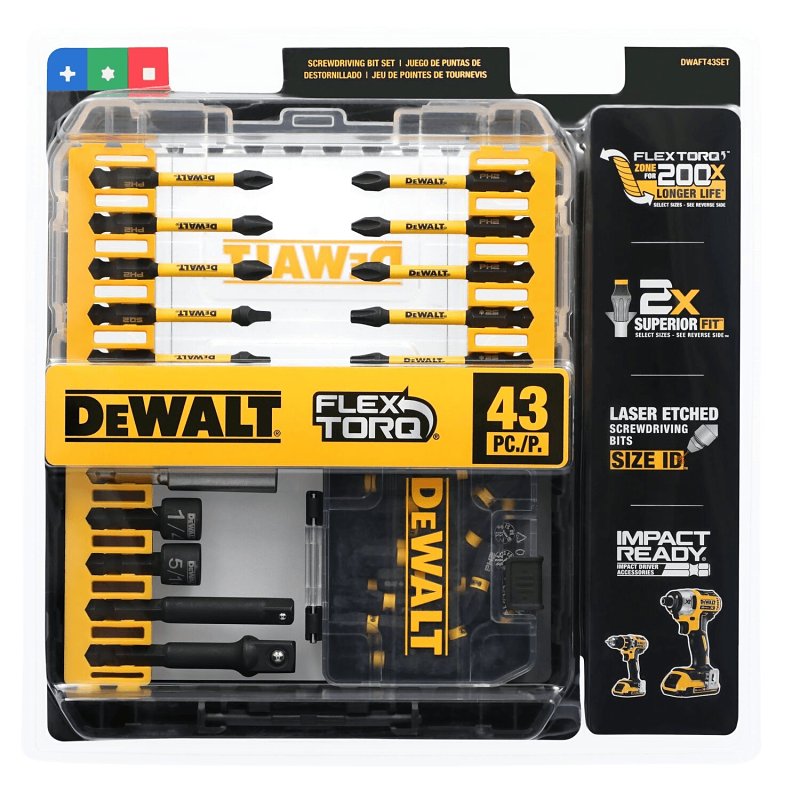 DEWALT DWAFT43SET Screwdriver Bit Set, 43-Piece, Steel