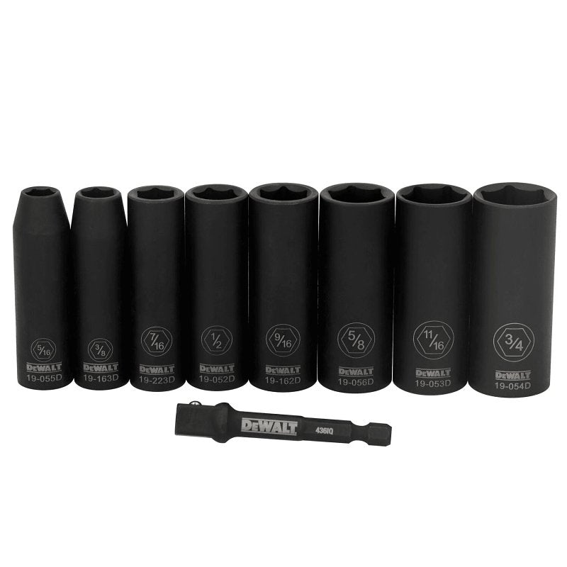DEWALT DWAFSFSET9 6-Point Impact Socket Set, Steel, Manganese Phosphate-Coated