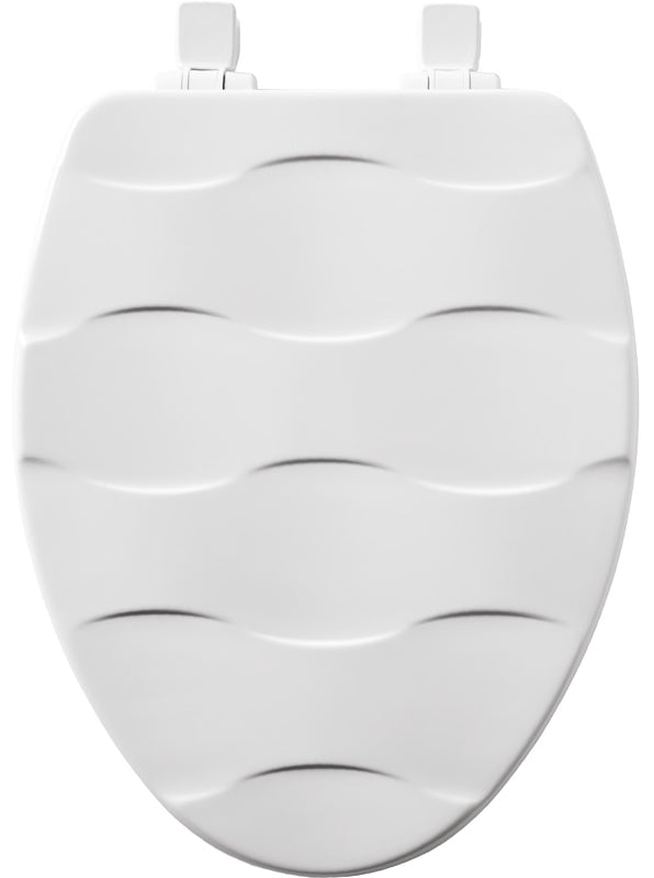 Mayfair 133SLOW 000 Toilet Seat, Elongated, Wood, White, Easy Clean and Change Hinge