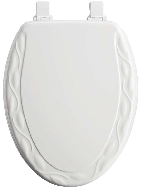 Mayfair 134EC 000 Toilet Seat, Elongated, Wood, White, Easy Clean and Change Hinge