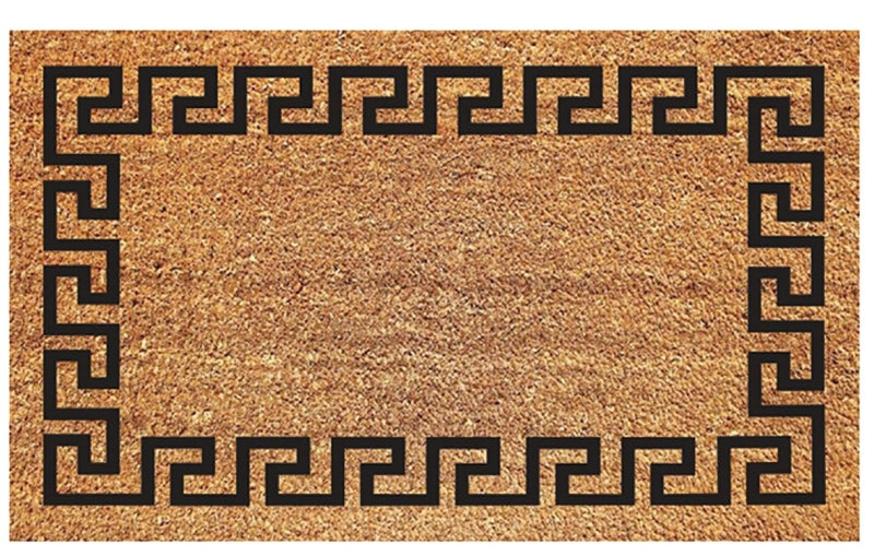 DeCoir 77FLGKY830 Non-Slip Doormat, 18 in L, 30 in W, Rectangular, Greek Key Pattern, Black/Tan