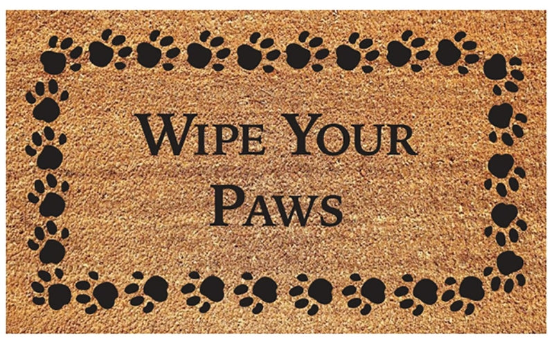 DeCoir 77FLWYP830 Non-Slip Doormat, 18 in L, 30 in W, Rectangular, Coir Surface, Black/Tan