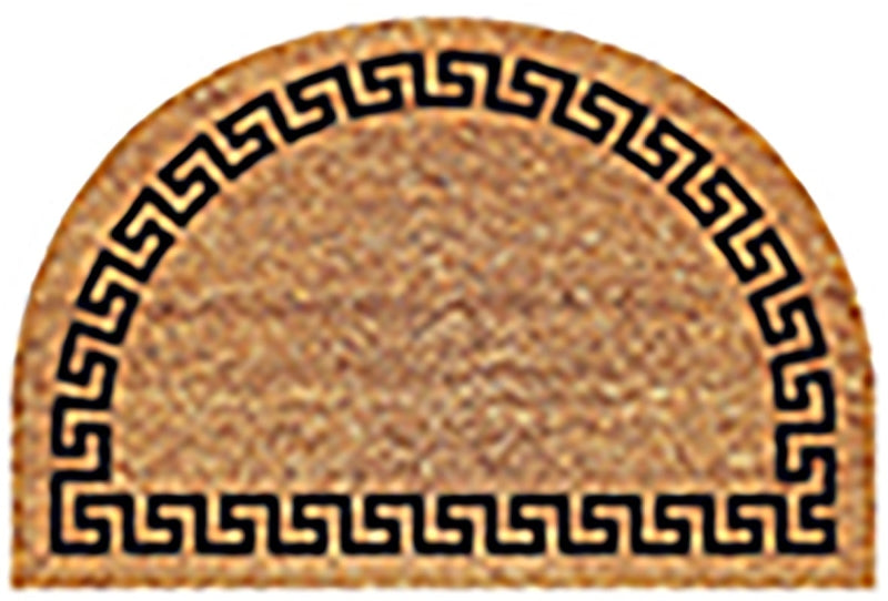 Americo Home 77FLGKY023 Door Mat, 24 in L, 36 in W, Semi-Circle, Greek Key Pattern, Coir Surface, Black/Brown/Tan