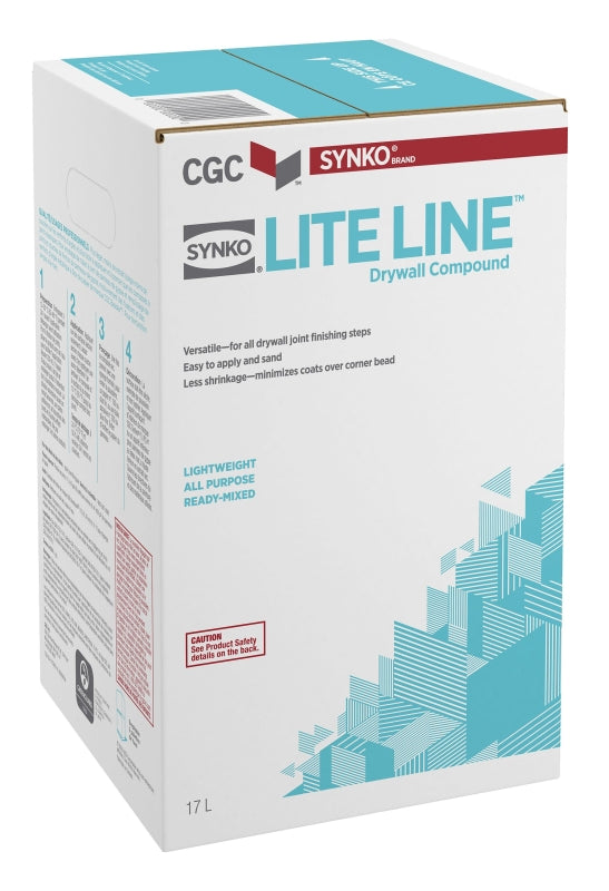 Synko Lite Line 332030 Drywall Compound, Paste, Off White, 17 L