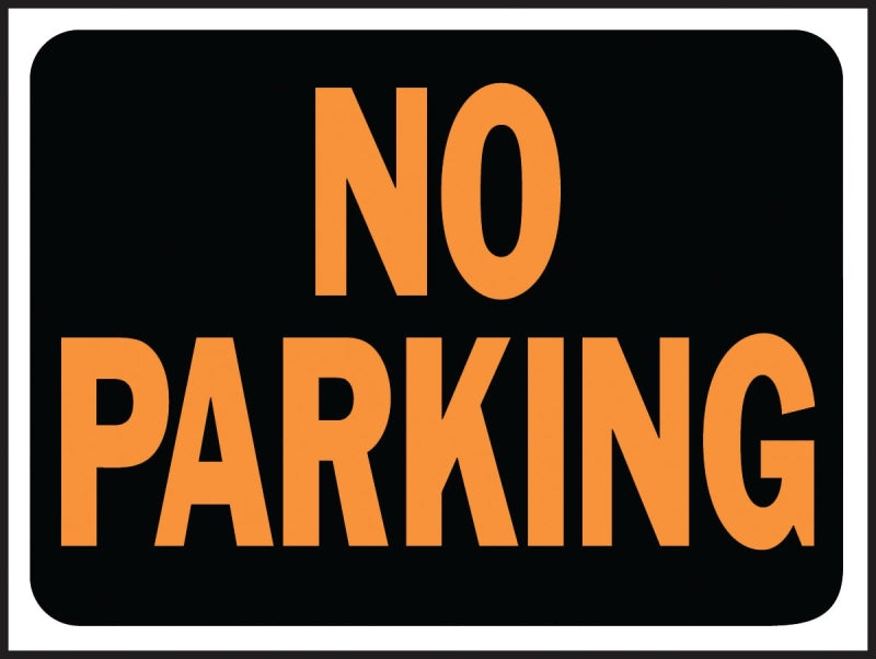 Hy-Ko Hy-Glo Series 3012 Identification Sign, Rectangular, NO PARKING, Fluorescent Orange Legend, Black Background, Pack of 10