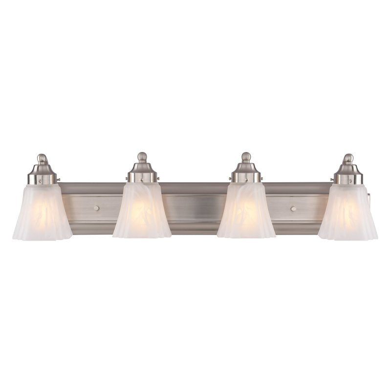 Boston Harbor RF-V-042-BN Vanity Light Fixture, 60 W, 4-Lamp, A19 or CFL Lamp, Steel Fixture, Brushed Nickel Fixture
