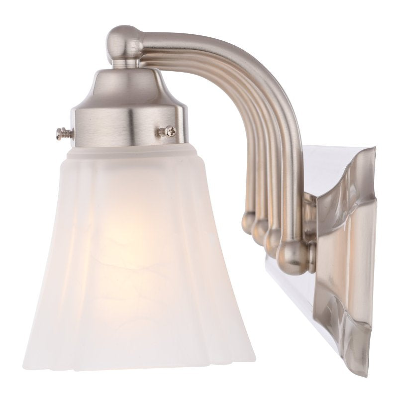 Boston Harbor RF-V-042-BN Vanity Light Fixture, 60 W, 4-Lamp, A19 or CFL Lamp, Steel Fixture, Brushed Nickel Fixture