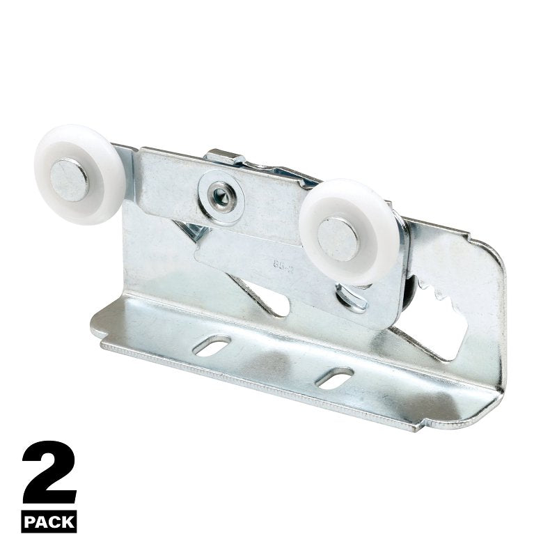 Prime-Line N 6531 Roller Assembly, 7/8 in Dia Roller, 1/4 in W Roller, Steel, Silver, 2-Roller, 75 lb, Top Mounting