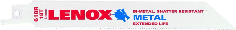 Lenox 20567S618R Reciprocating Saw Blade, Applicable Materials: Non-Ferrous Metal, Stainless Steel, Structural Steel