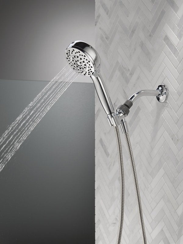 Delta 75719 Hand Shower with Cleaning Spray, 1/2 in Connection, 1.75 gpm, 6-Spray Function, Metal, Chrome, 72 in L Hose