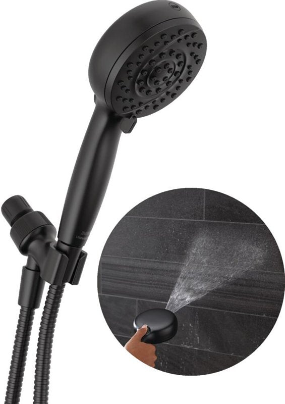 Delta 75719BL Hand Shower with Cleaning Spray, 1/2 in Connection, 1.75 gpm, 6-Spray Function, Metal, Matte Black