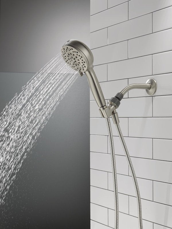 Delta 75719SN Hand Shower with Cleaning Spray, 1/2 in Connection, 1.75 gpm, 6-Spray Function, Metal, 72 in L Hose