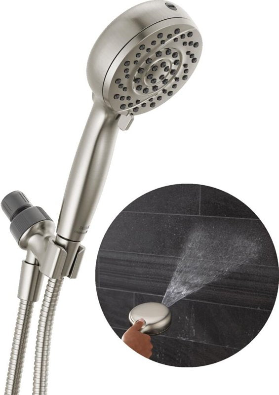 Delta 75719SN Hand Shower with Cleaning Spray, 1/2 in Connection, 1.75 gpm, 6-Spray Function, Metal, 72 in L Hose
