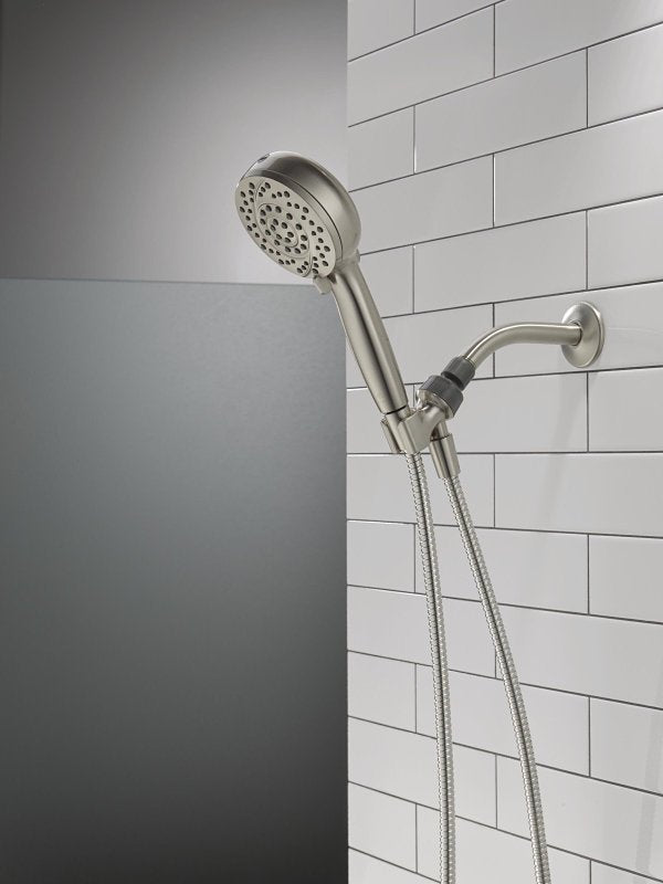 Delta 75719SN Hand Shower with Cleaning Spray, 1/2 in Connection, 1.75 gpm, 6-Spray Function, Metal, 72 in L Hose