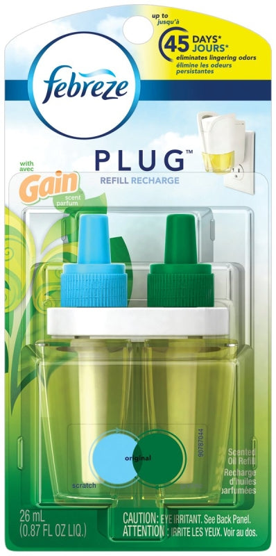 febreze PLUG 74903 Air Freshener, 0.87 oz, Gain Original, 50 days -Day Freshness, Pack of 8
