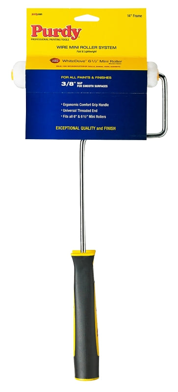 Purdy 140765014 Mini Roller System, 14 in L, 3/8 in Nap, Fabric Roller, 6-1/2 in L Roller