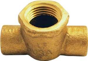 Nibco U712-LF Series BF14575L Forged Pipe Tee, 1/2 in, Sweat x Sweat x FPT, Bronze, 577 psi Pressure