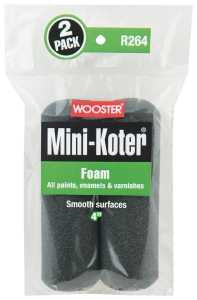 Wooster R264-4 Mini Roller Cover, 4 in L, Foam Cover, 2/PK