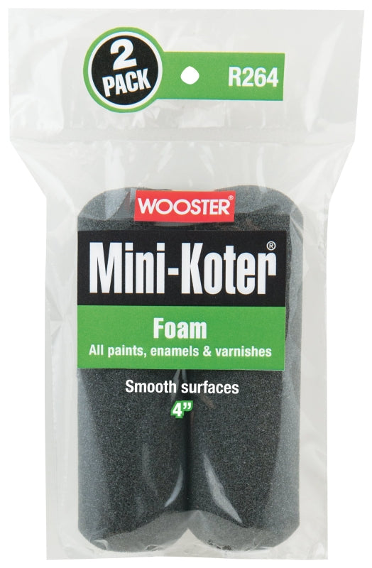 Wooster R264-4 Mini Roller Cover, 4 in L, Foam Cover, 2/PK