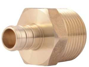 SharkBite UC116LFA Hose to Pipe Adapter, 1/2 x 3/4 in, PEX Barb x MNPT, PEX-B, DZR Brass, 200 psi Pressure
