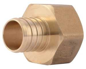 SharkBite UC094LFA Pipe Adapter, 1 in, PEX Barb x FNPT, PEX-B, DZR Brass, 200 psi Pressure