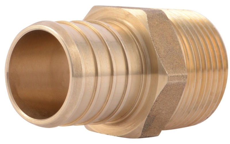 SharkBite UC142LF Pipe Adapter, 1 x 3/4 in, Barb x MNPT, PEX-A, PEX-B, Brass, 80 to 160 psi Pressure