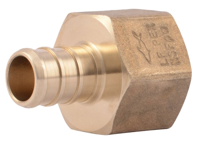 SharkBite UC072LFA10 Pipe Adapter, 1/2 in, Barb x FNPT, PEX-B, Brass, 80 to 160 psi Pressure