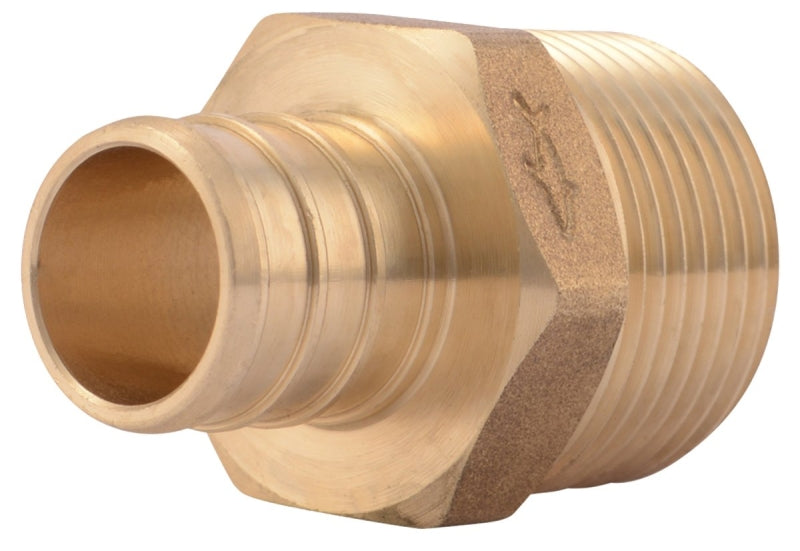 SharkBite UC134LFA10 Pipe Connector, 3/4 in, MNPT, PEX-B, Brass, 160 psi Pressure