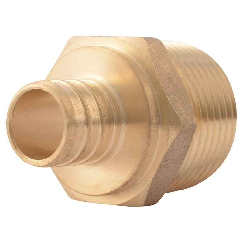 SharkBite UC139LFA Adapter, 3/4 x 1 in, Barb x MIP, PEX-B, Brass, 200 psi Pressure