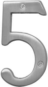 Hy-Ko BR-43SN, Prestige Series BR-43SN/5 House Number, Character: 5, 4 in H Character, Brass, Pack of 3