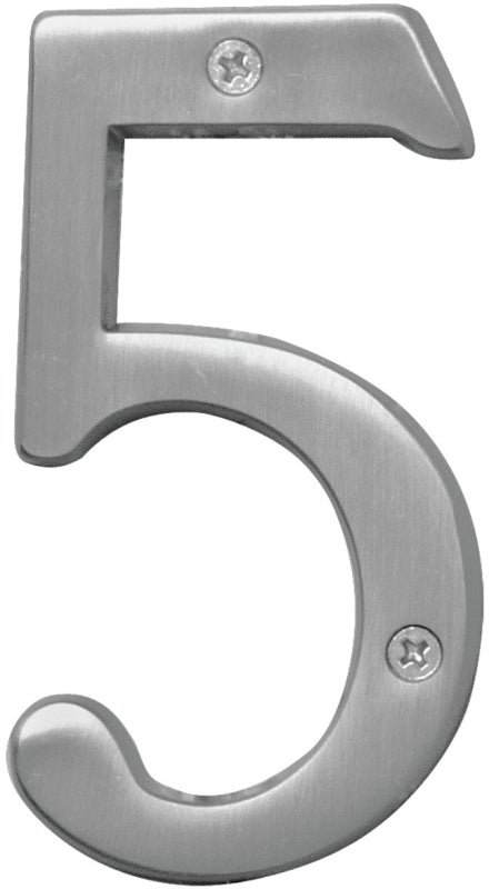 Hy-Ko BR-43SN, Prestige Series BR-43SN/5 House Number, Character: 5, 4 in H Character, Brass, Pack of 3