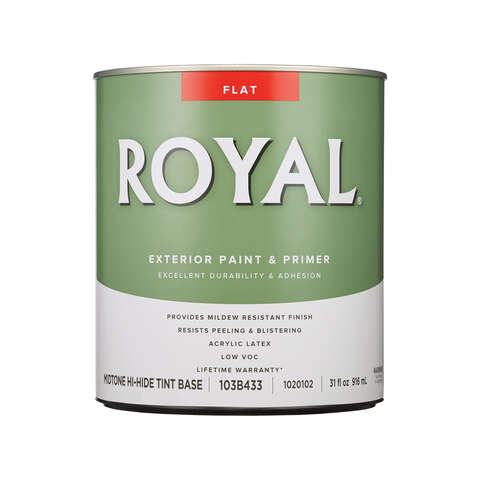 Royal Flat Tint Base Mid-Tone Base Paint Exterior 1 qt, Pack of 4